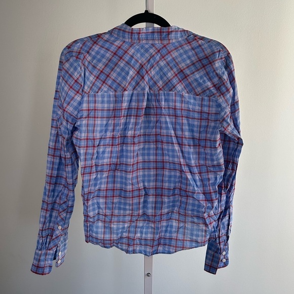 J. Crew Blue Plaid Button Down with Tie Front - Picture 4 of 4